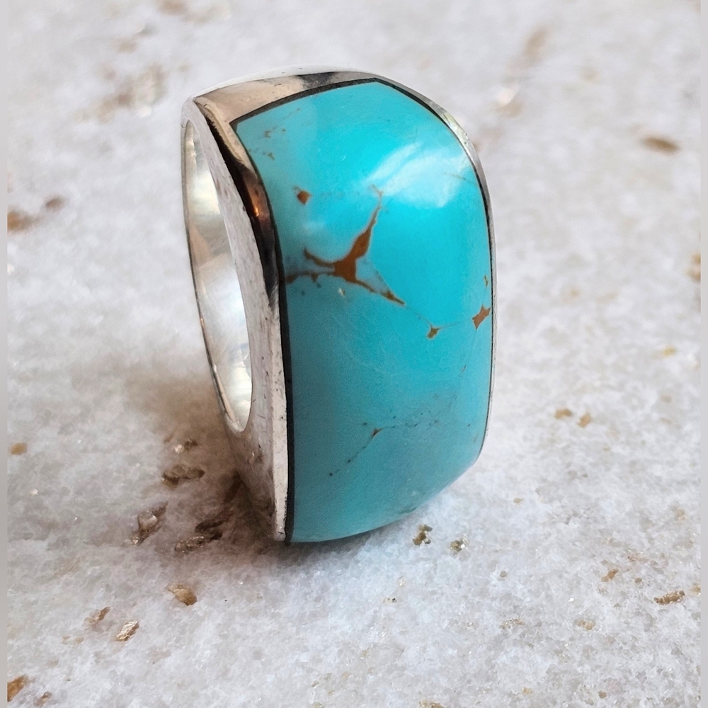 Sterling silver and turquoise ring. Unisex. - Picture 7 of 12